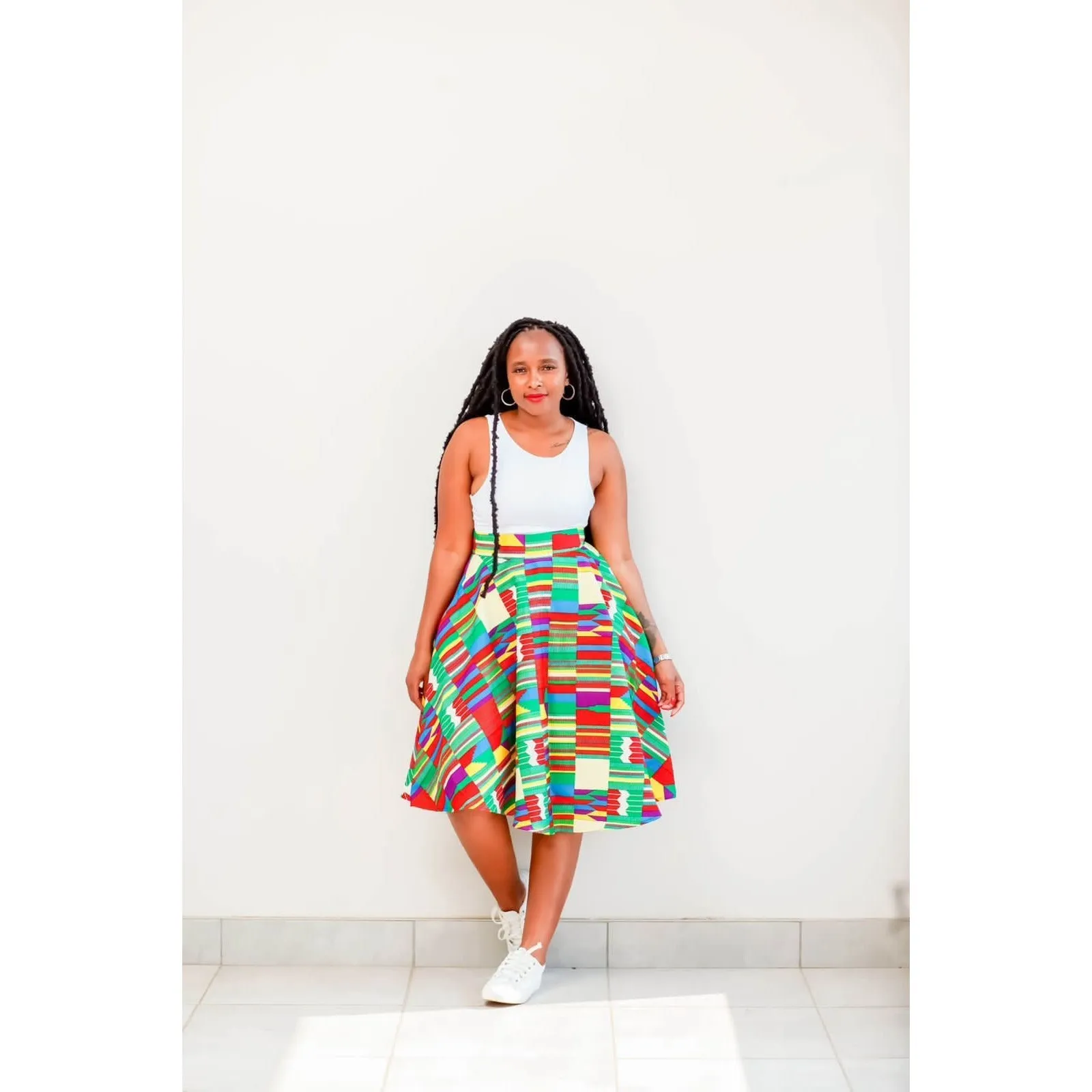 African Print Umbrella Skirt