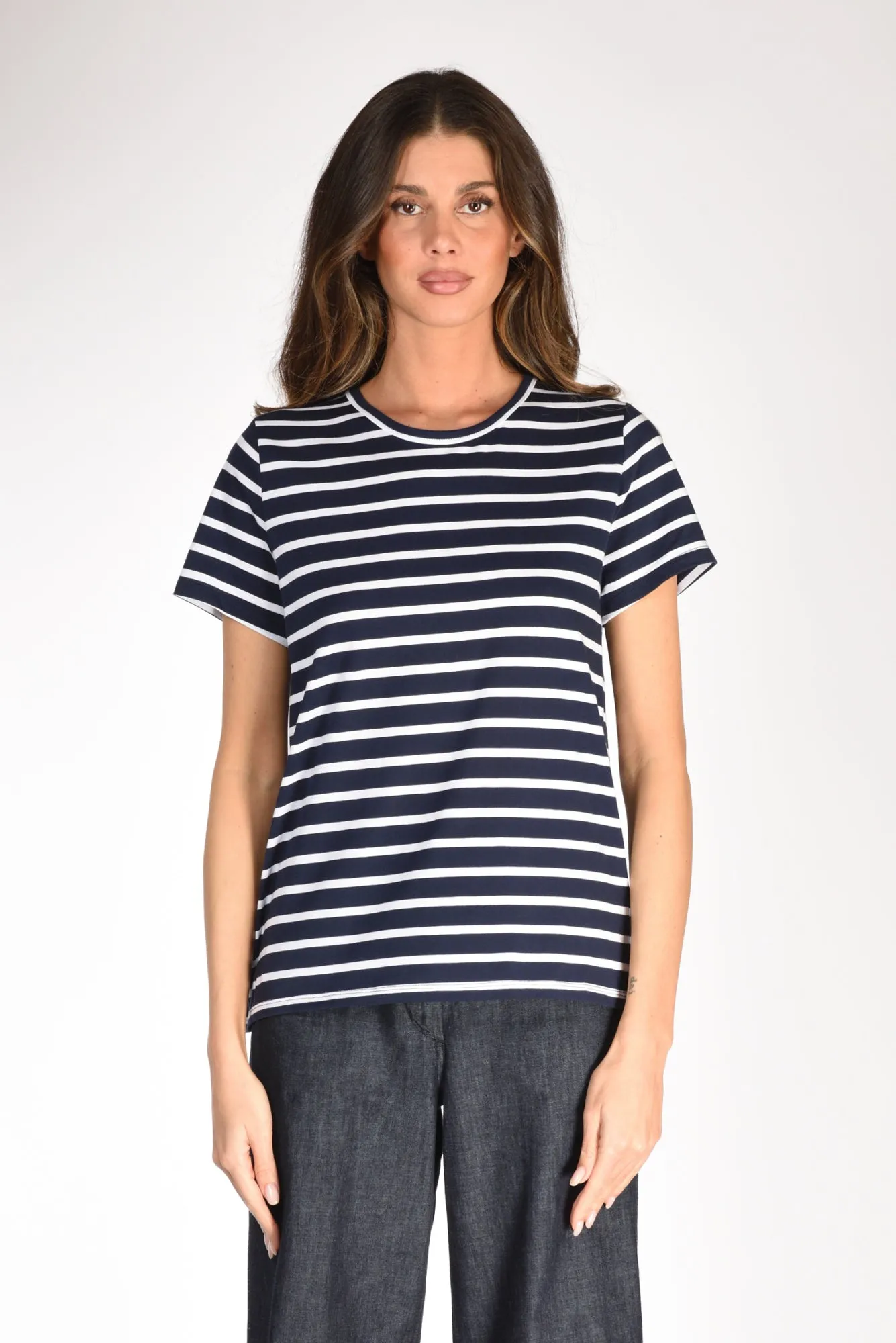 Allude Tshirt Rigata Blu/bianco Donna