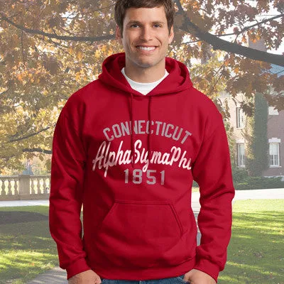 Alpha Sigma Phi State and Date Printed Hoody - Gildan 18500 - CAD