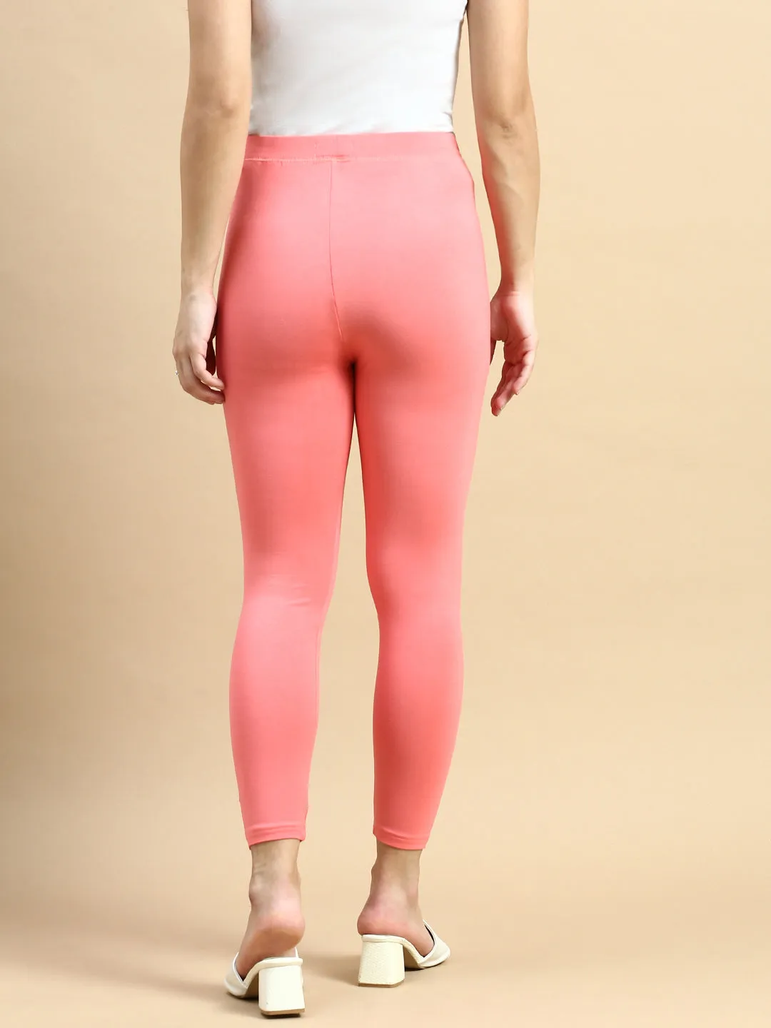 Ankle Length Leggings Viscose-Dark Coral