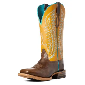 Ariat Women's Belmont Square Toe Western Boot - Tumbled Brown/Mustard 10035779