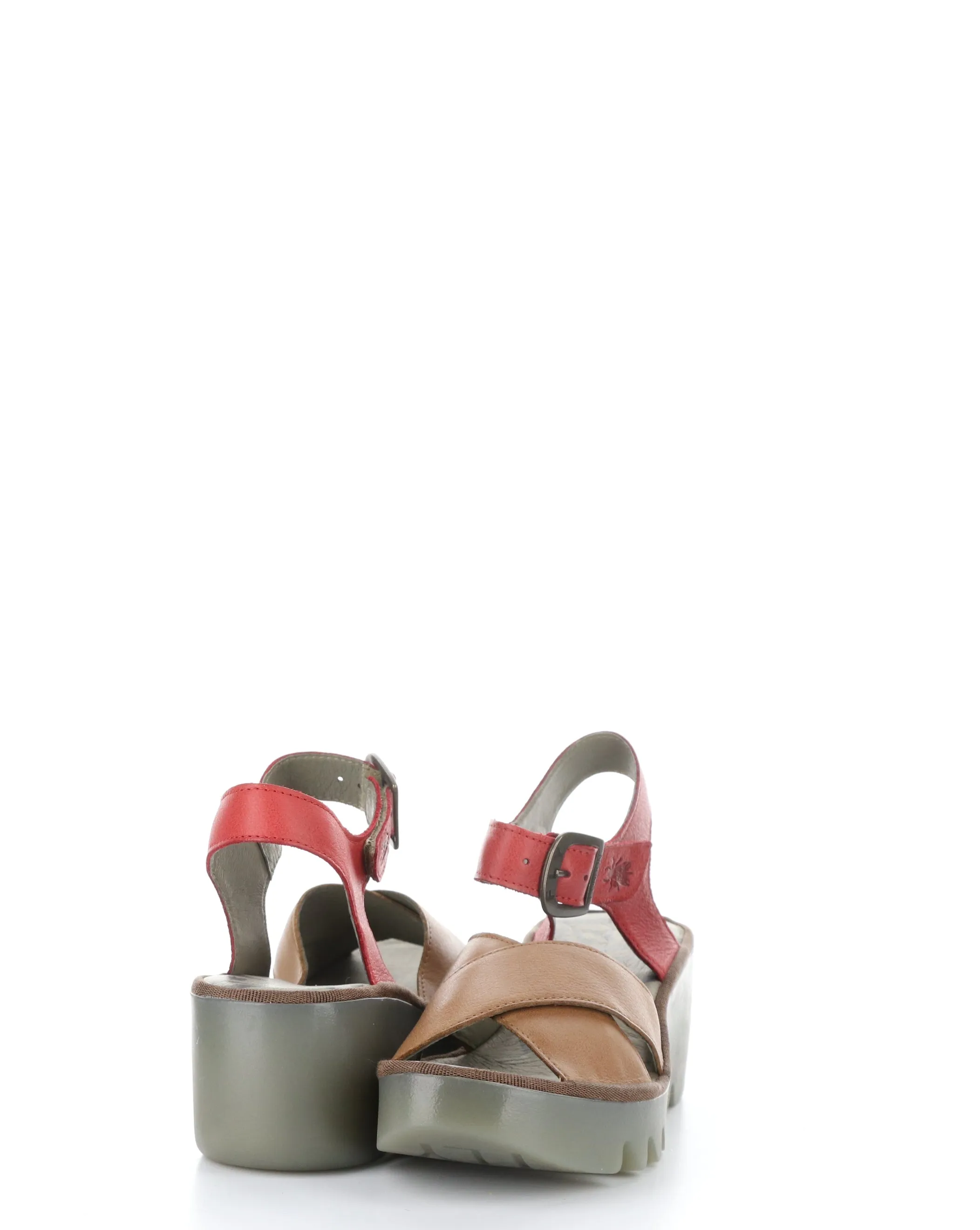 BACE411FLY 002 TAN/CHERRY RED Velcro Sandals