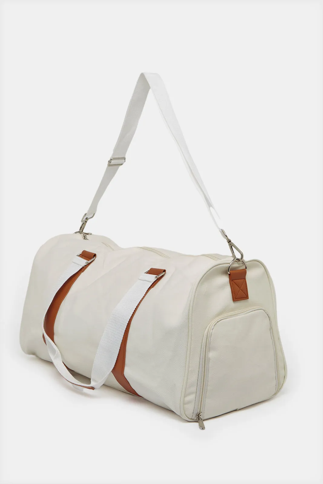 Beige Plain Duffle Bag