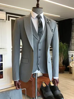 Bojoni Grey Slim-Fit Suit 3-Piece