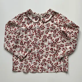 Bonpoint Cream Blouse With Maroon Heart Print: 10 Years