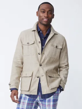 Brando Linen Safari Jacket in Herringbone