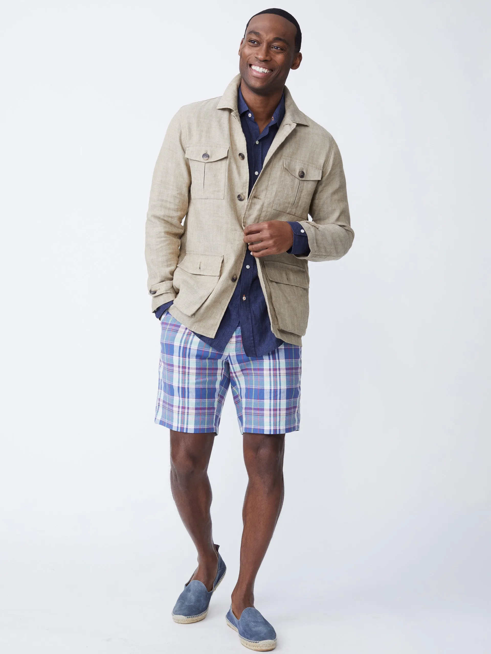 Brando Linen Safari Jacket in Herringbone