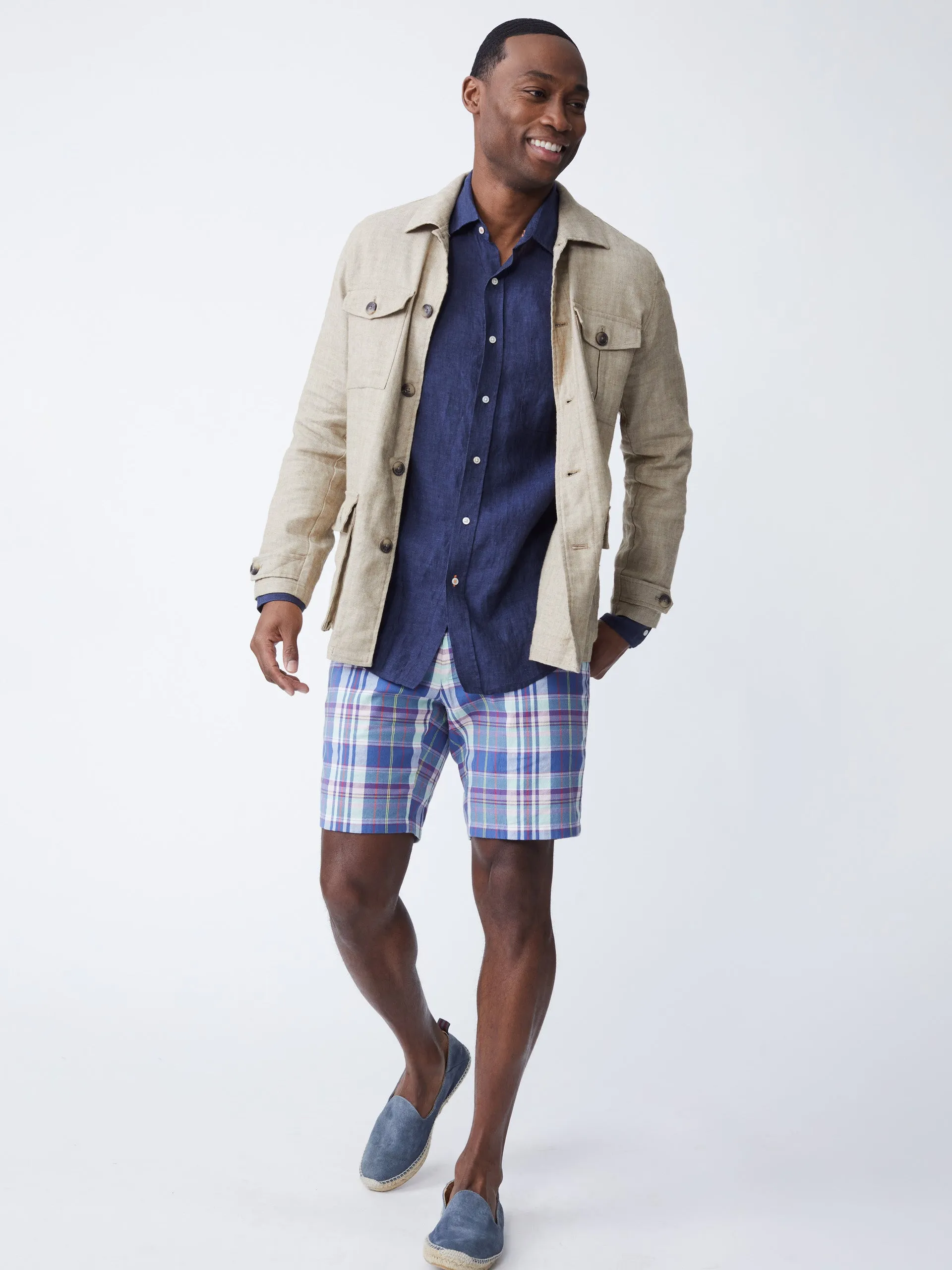 Brando Linen Safari Jacket in Herringbone