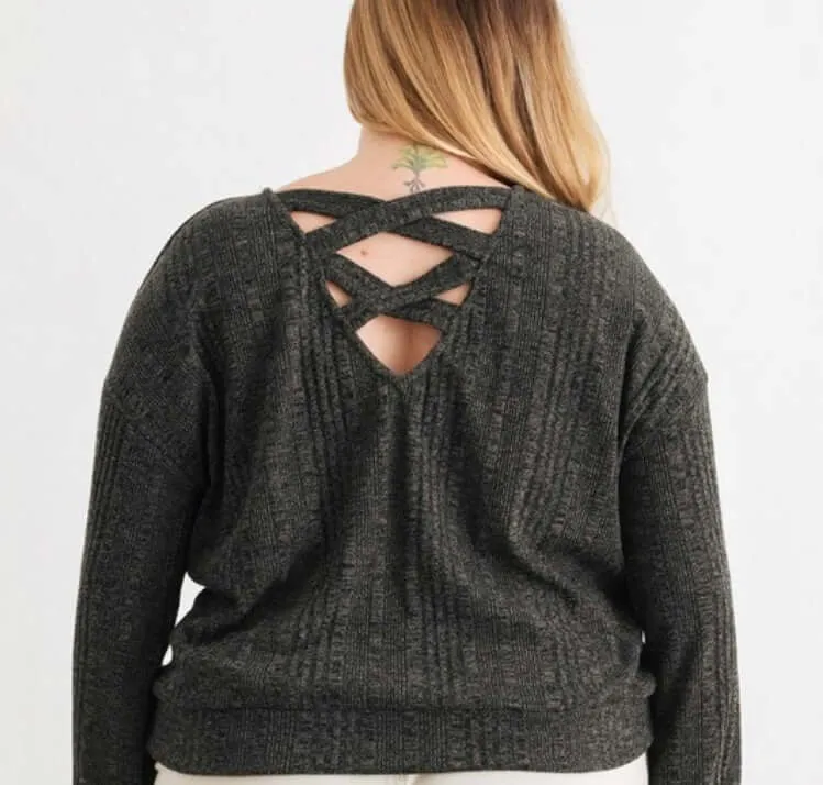 Charcoal Lace Up Top