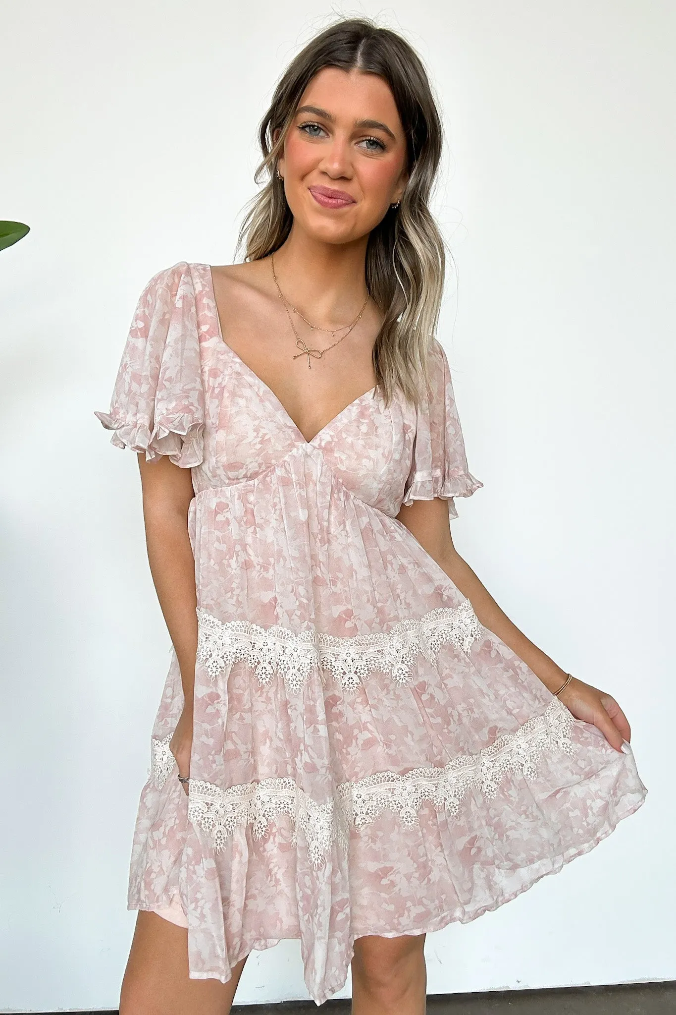 Charming Sweetness V-Neck Ruffle Dress