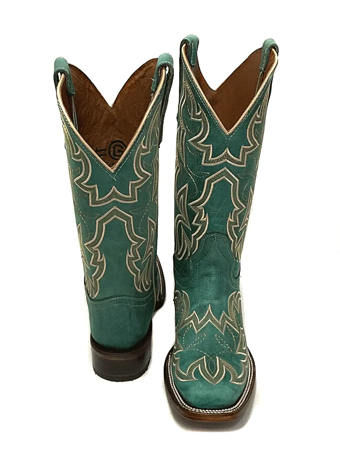 Circle G L5880 Ladies Embroidery Square Toe Boot Turquoise