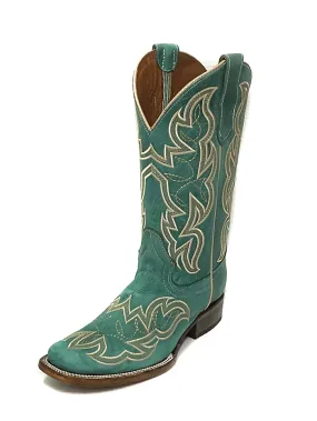 Circle G L5880 Ladies Embroidery Square Toe Boot Turquoise