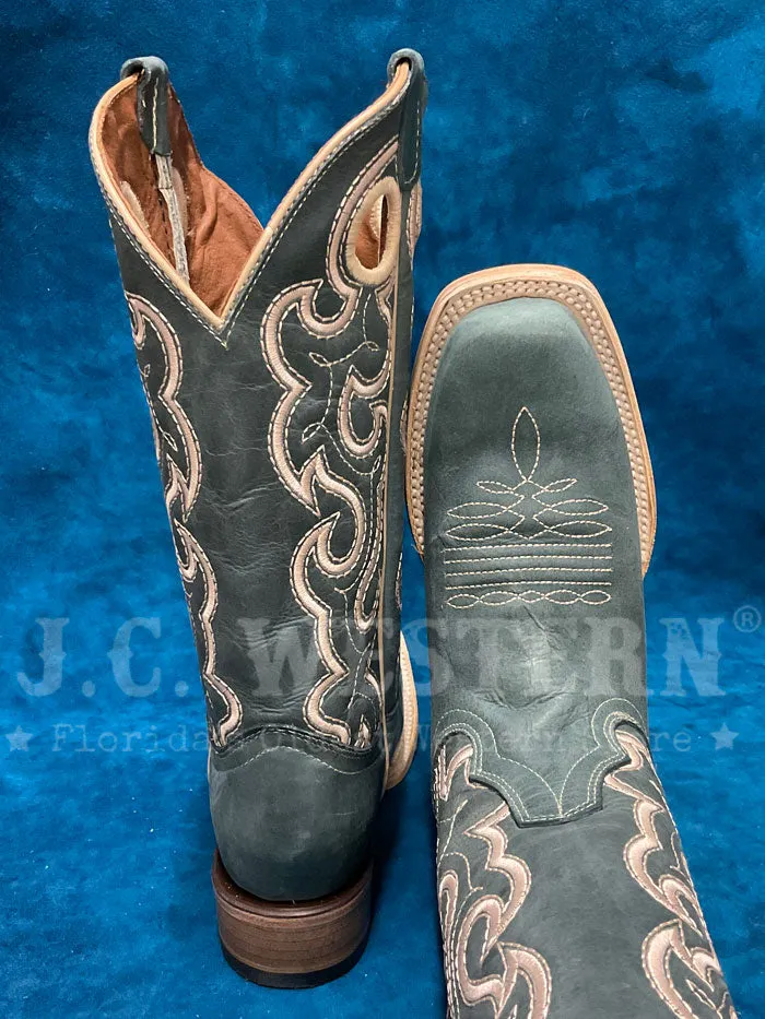 Circle G L6095 Ladies Embroidery Square Toe Boot Blue