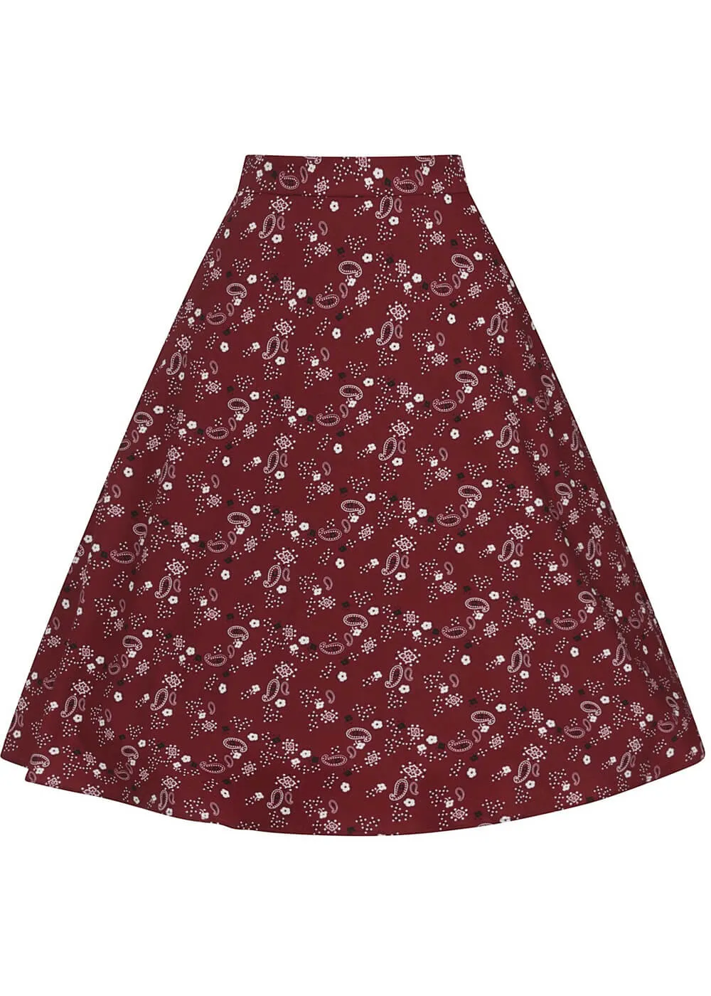 Collectif Cassie Bandana 50's Swing Skirt Burgundy