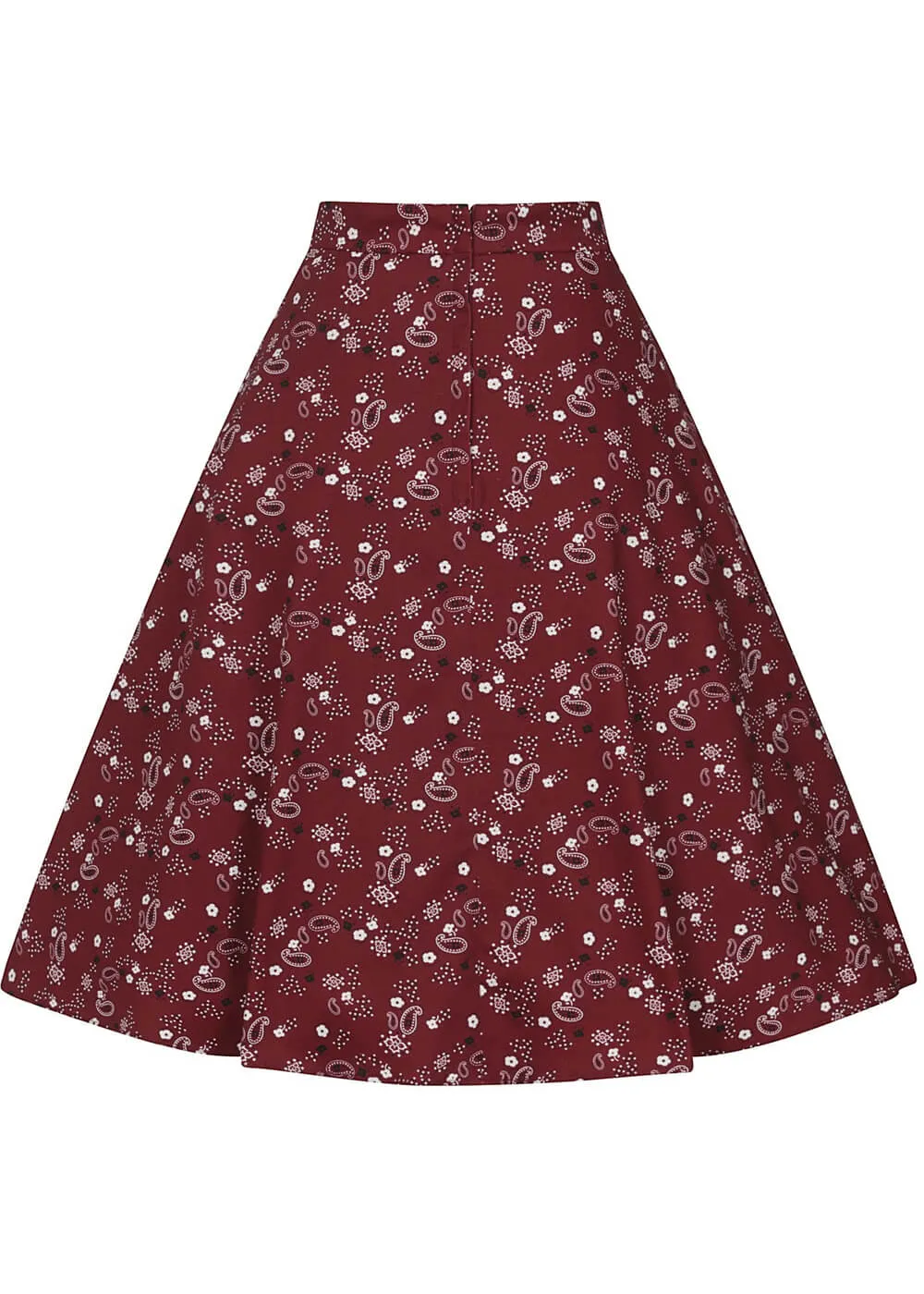 Collectif Cassie Bandana 50's Swing Skirt Burgundy