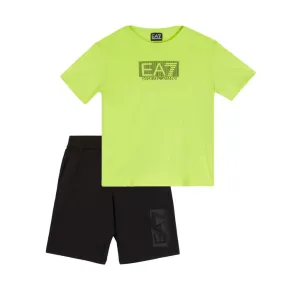 COMPLETO TSHIRT E BERMUDA Kids Green Black