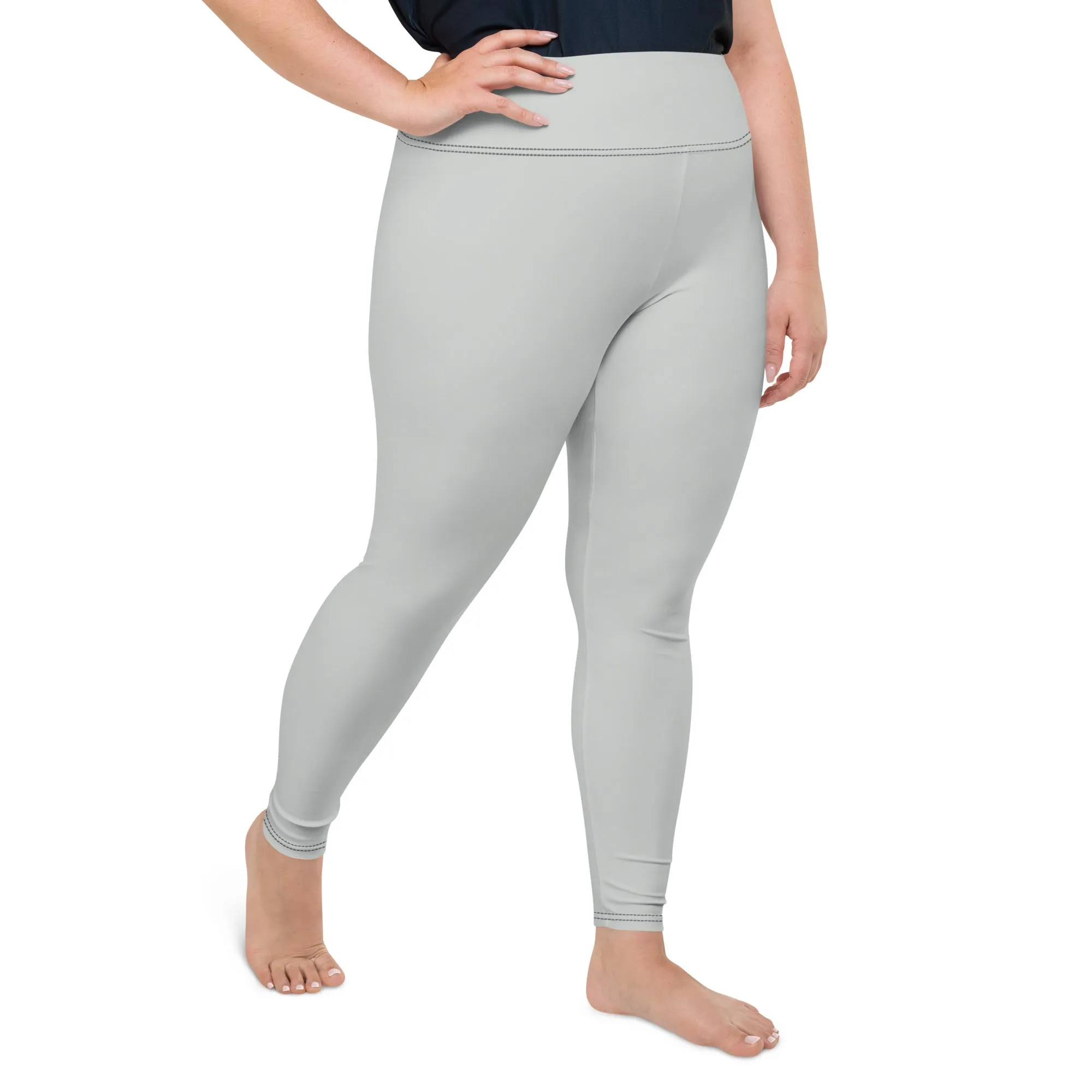 Curve Couture: Women's Plus Size Solid Color Yoga Leggings - Smoke