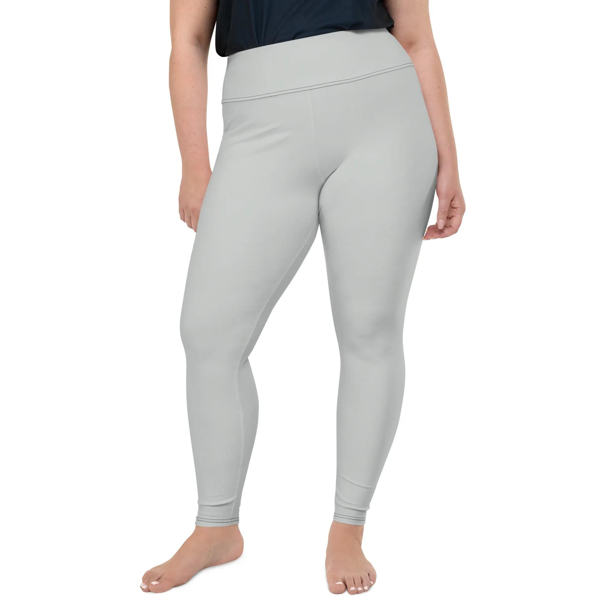 Curve Couture: Women's Plus Size Solid Color Yoga Leggings - Smoke