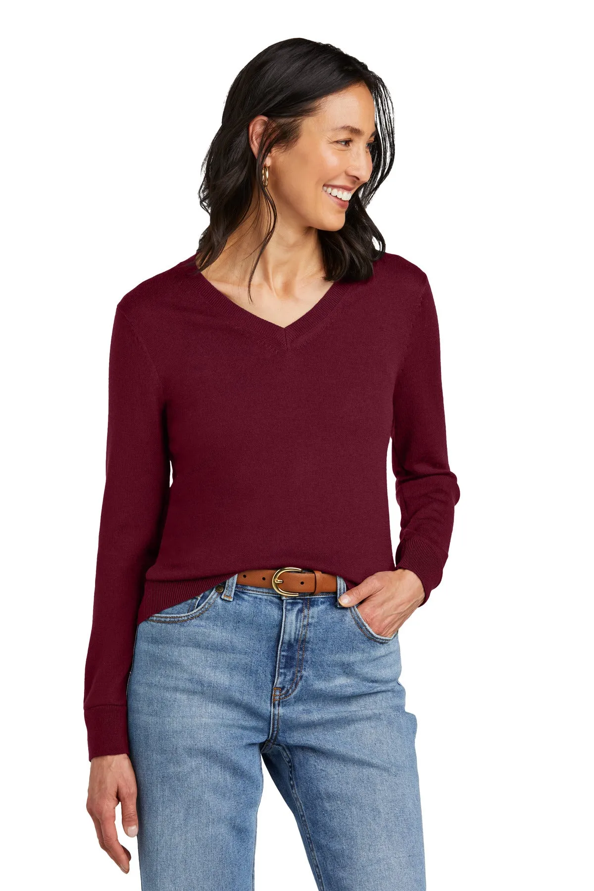 Custom Embroidered - Brooks Brothers Women's Washable Merino V-Neck Sweater BB18411