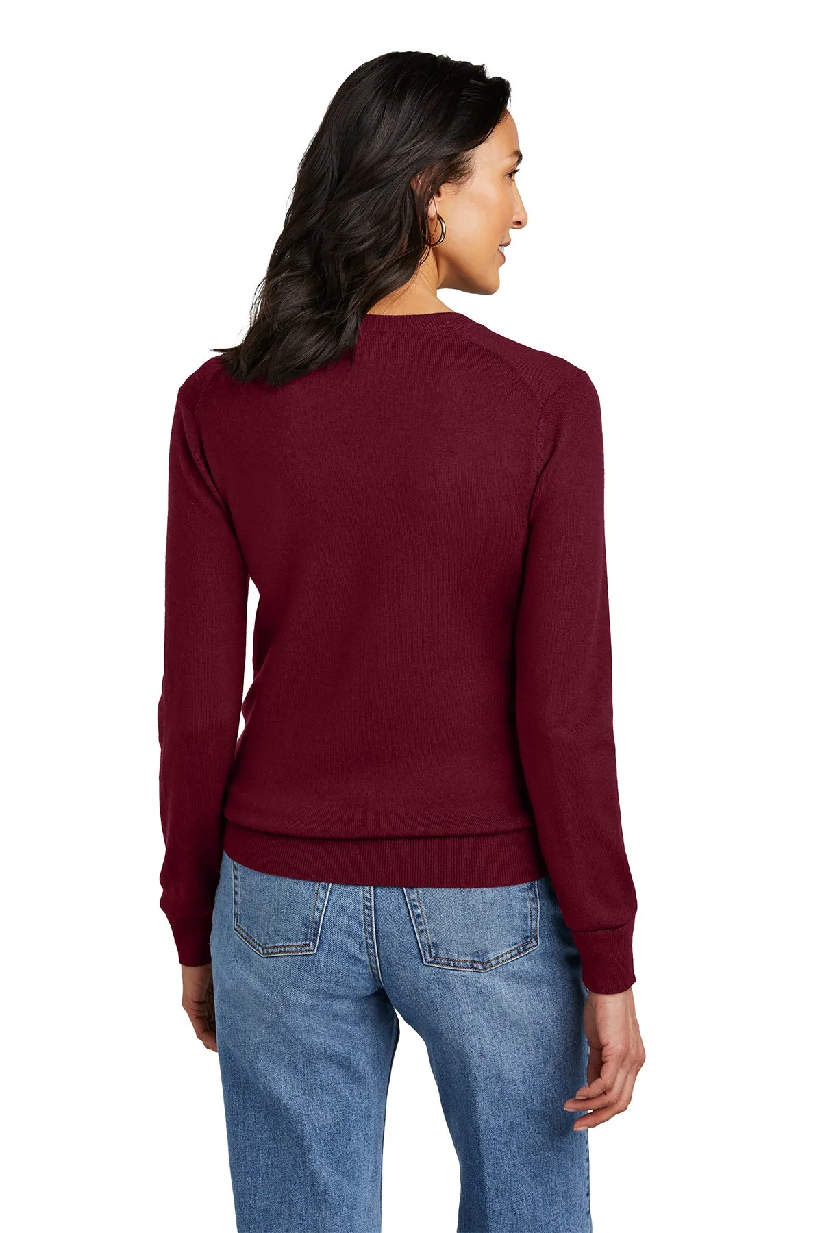 Custom Embroidered - Brooks Brothers Women's Washable Merino V-Neck Sweater BB18411