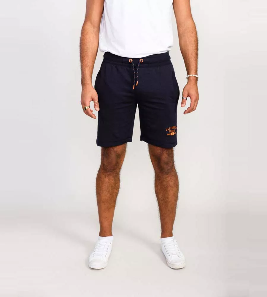 D555 Mens Navy Shorts With Elasticated Waist and Loop Back (SUTTON 2)