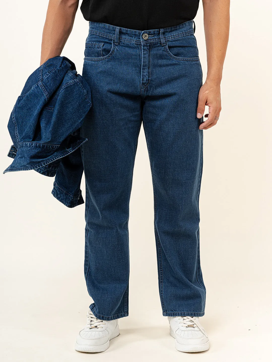 Dark Blue Straight Fit Denim Jeans