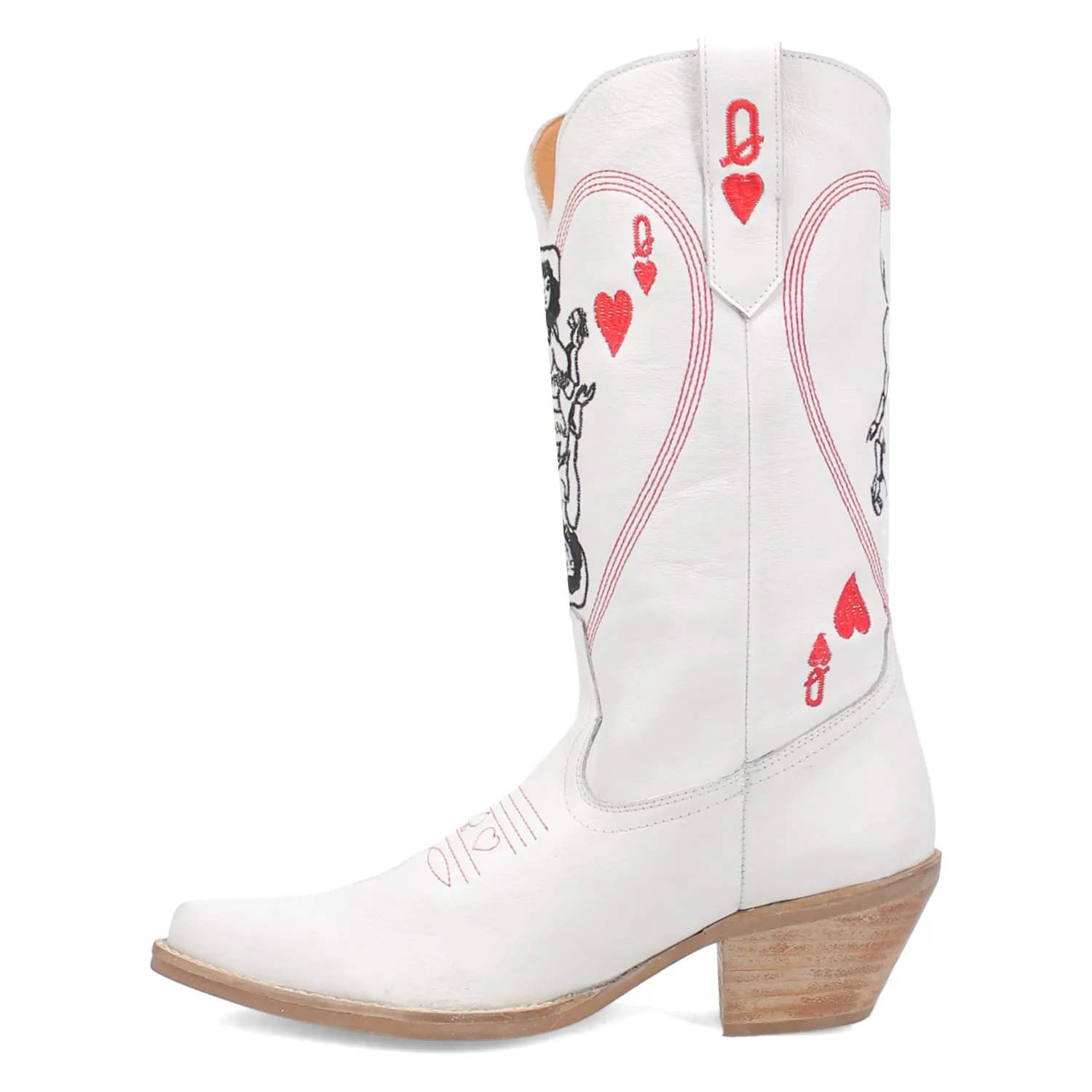 Dingo Womens Queen A Hearts White Leather Cowboy Boots