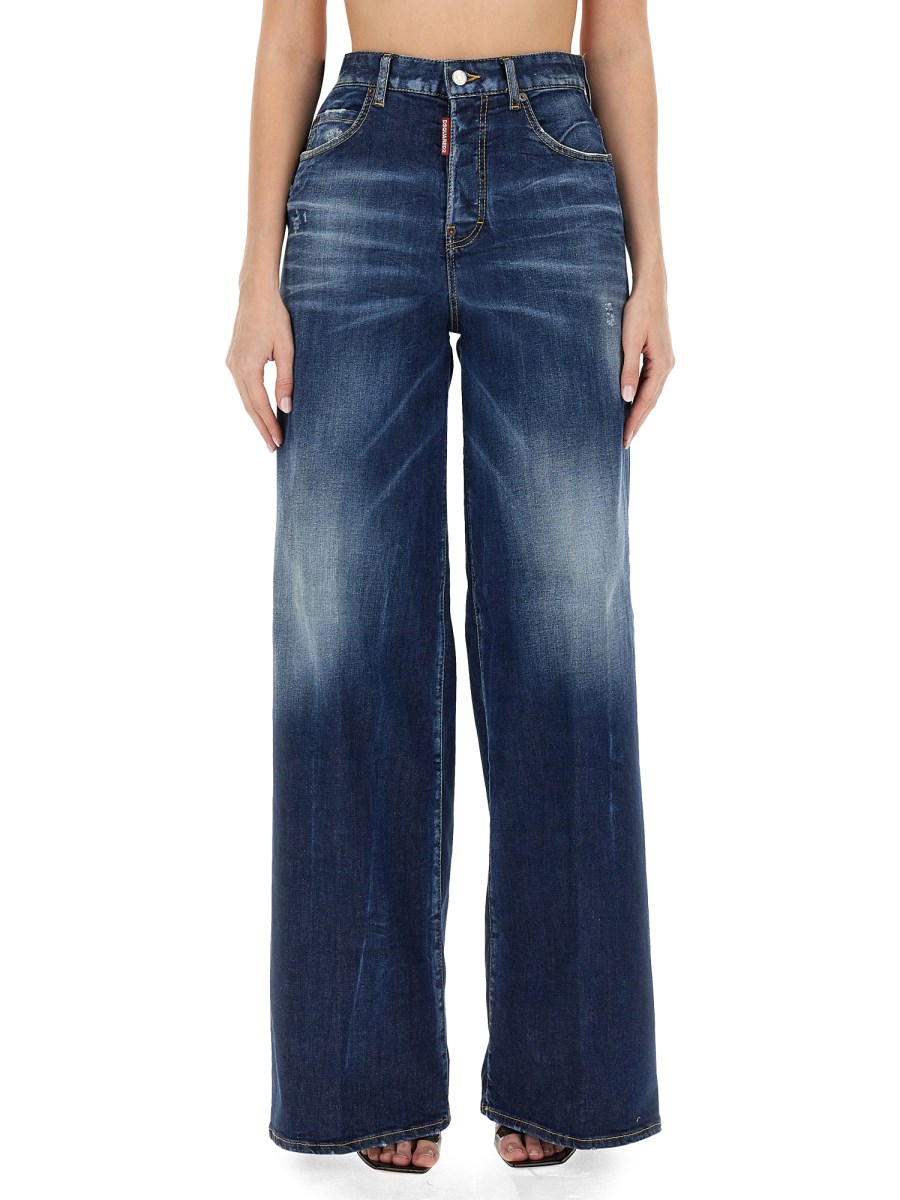 DSQUARED    COTTON DENIM TRAVELLER JEANS