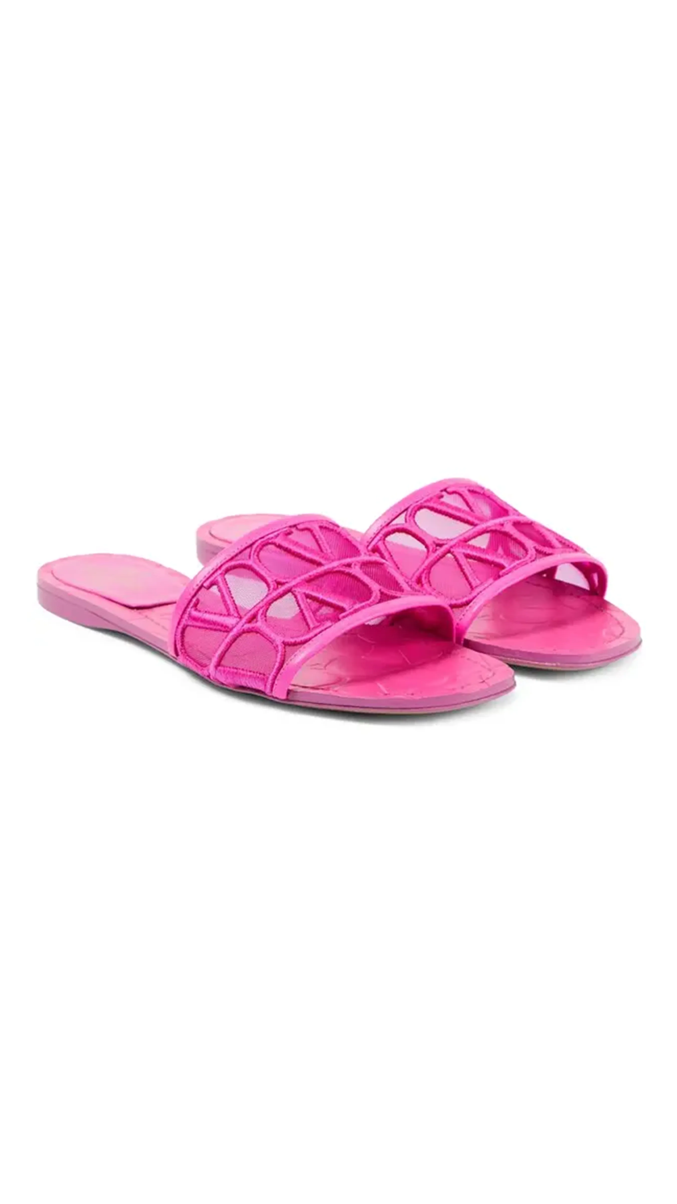 Embroidered Toile Iconographe Slide Sandal - PP Pink