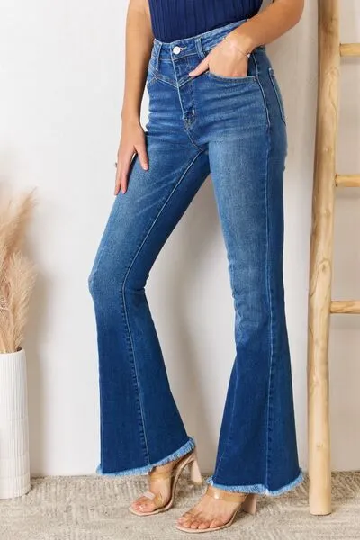 Emery High Rise Raw Hem Flare Jeans