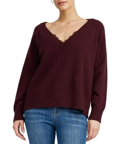 En Saison Women's V-Neck Long-Sleeve Sweater