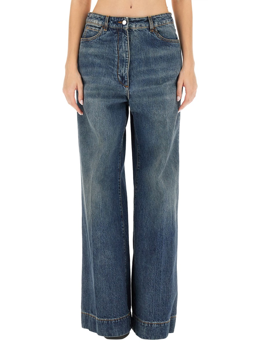 ETRO    COTTON DENIM JEANS WITH EMBROIDERED PEGASUS