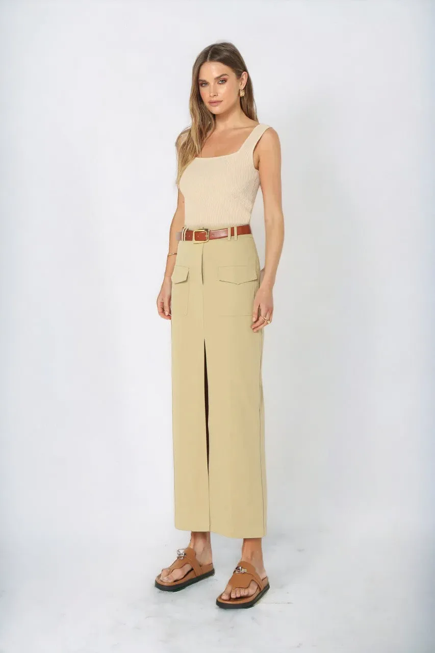 Evan Midi Skirt | Moss