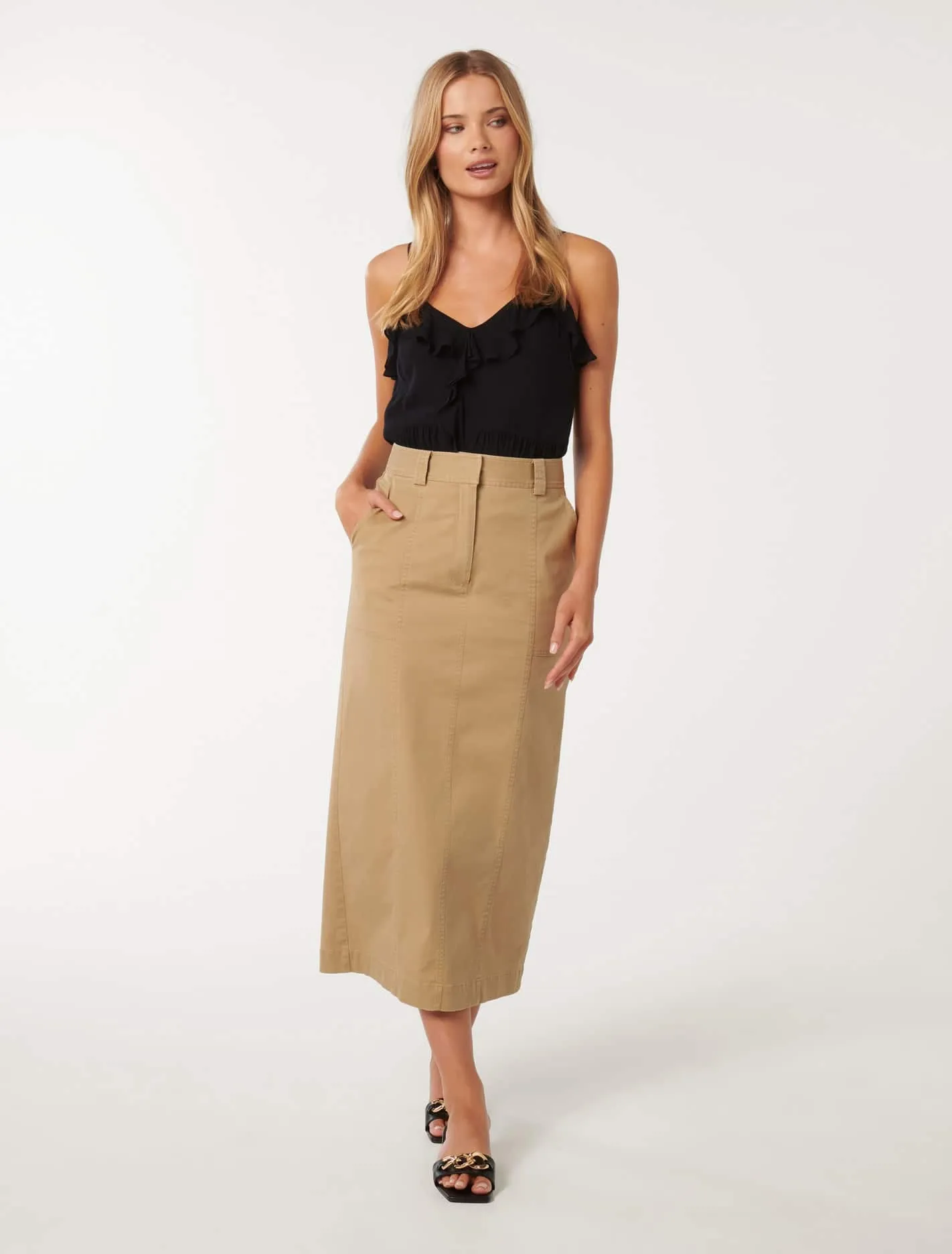 Farrah Pintuck Maxi Skirt