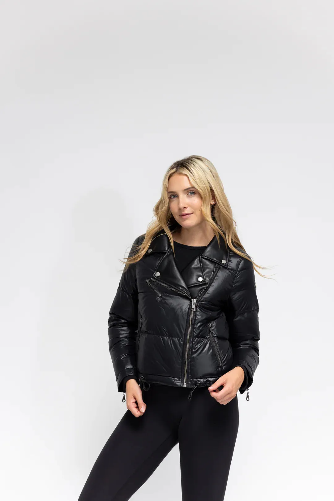 Faux Leather Moto Puffer