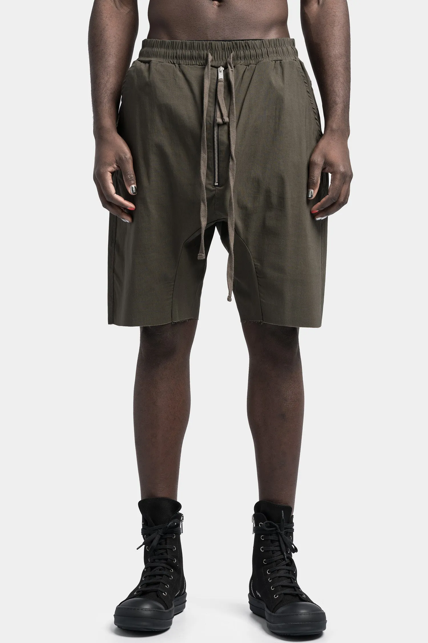 Front zip shorts, Ivy green