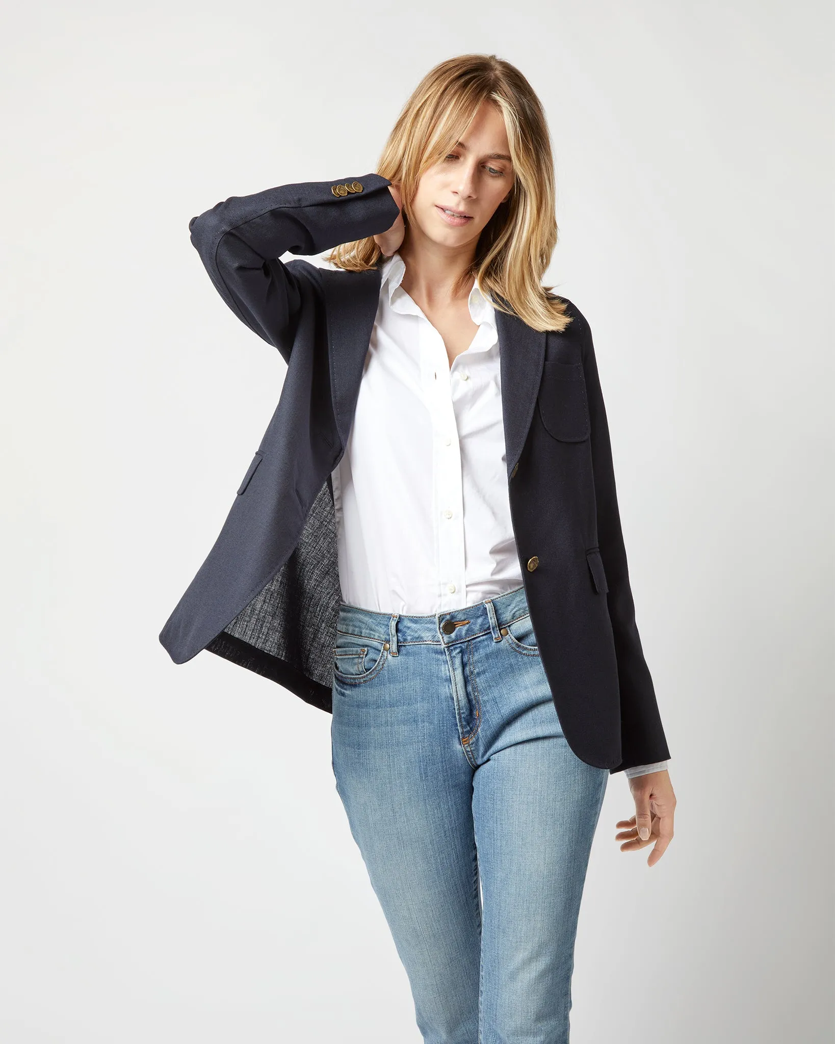 Ghost Blazer in Navy High-Twist