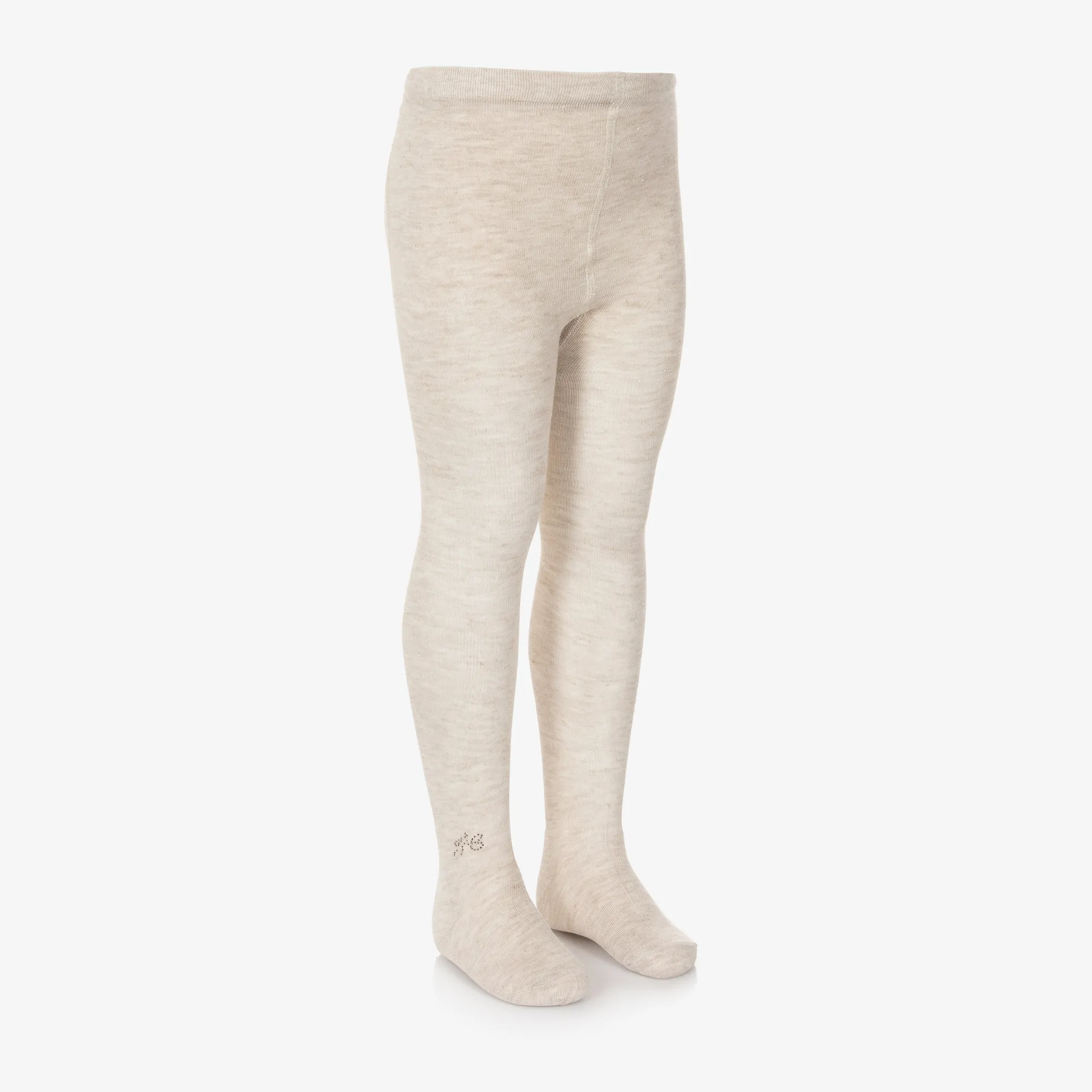 Girls Beige Marl Lurex Tights