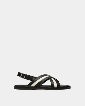 Glide Sandal In Black And White Leather 