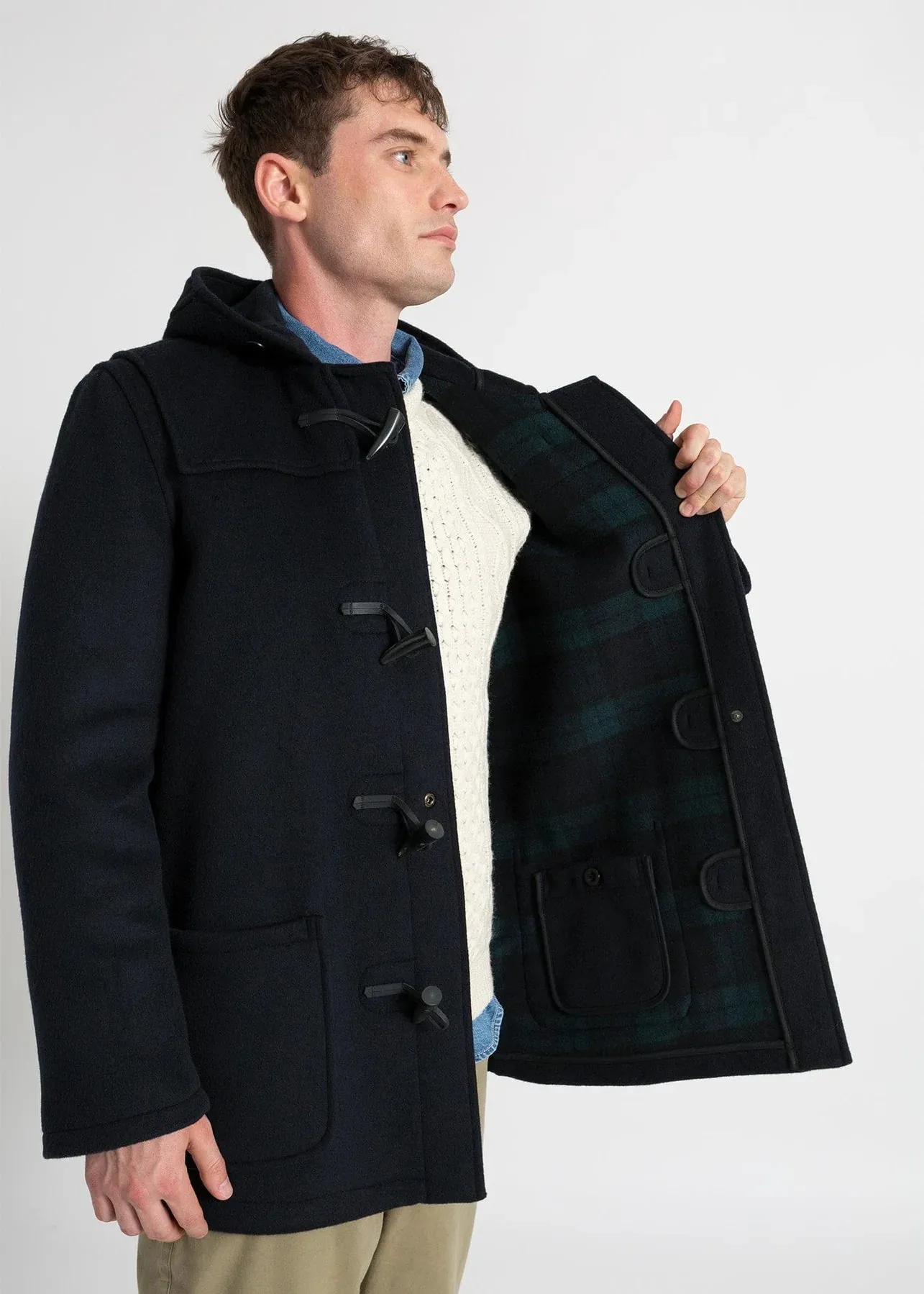 Gloverall Mid Duffle Coat BlackWatch Grey