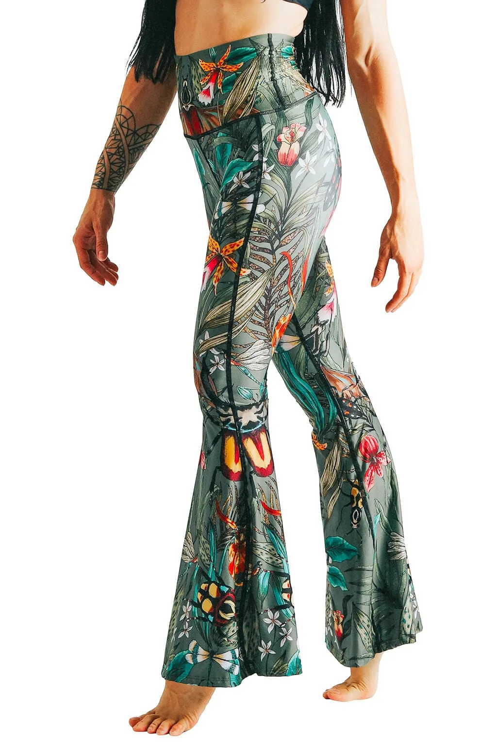 Green Thumb Printed Bell Bottoms