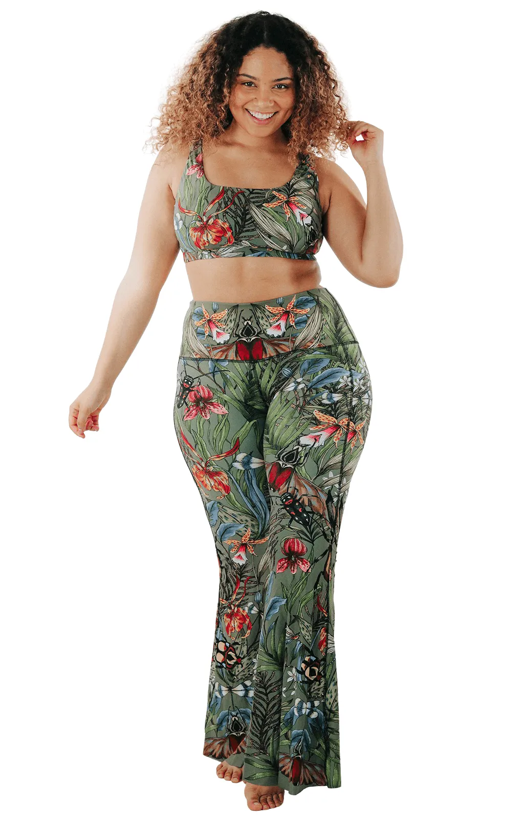 Green Thumb Printed Bell Bottoms