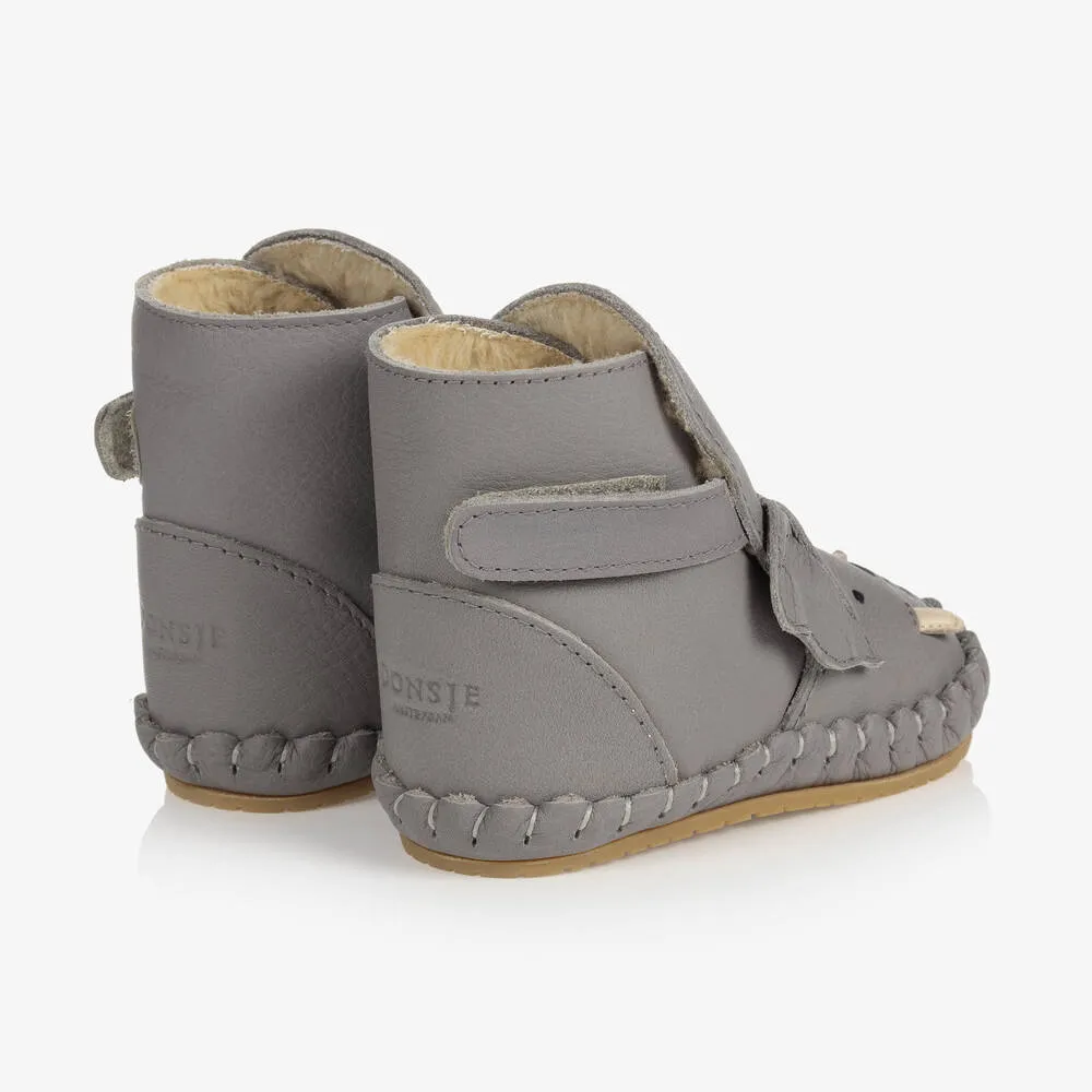 Grey Leather Elephant Boots