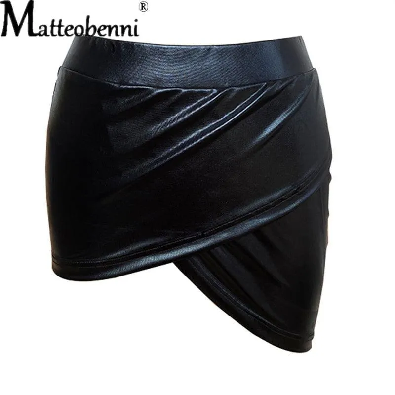 High Waist Skirt Cross Irregular Split Sexy Mini Skirt