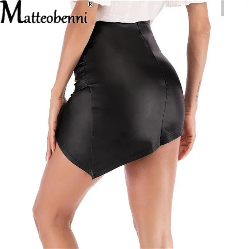 High Waist Skirt Cross Irregular Split Sexy Mini Skirt