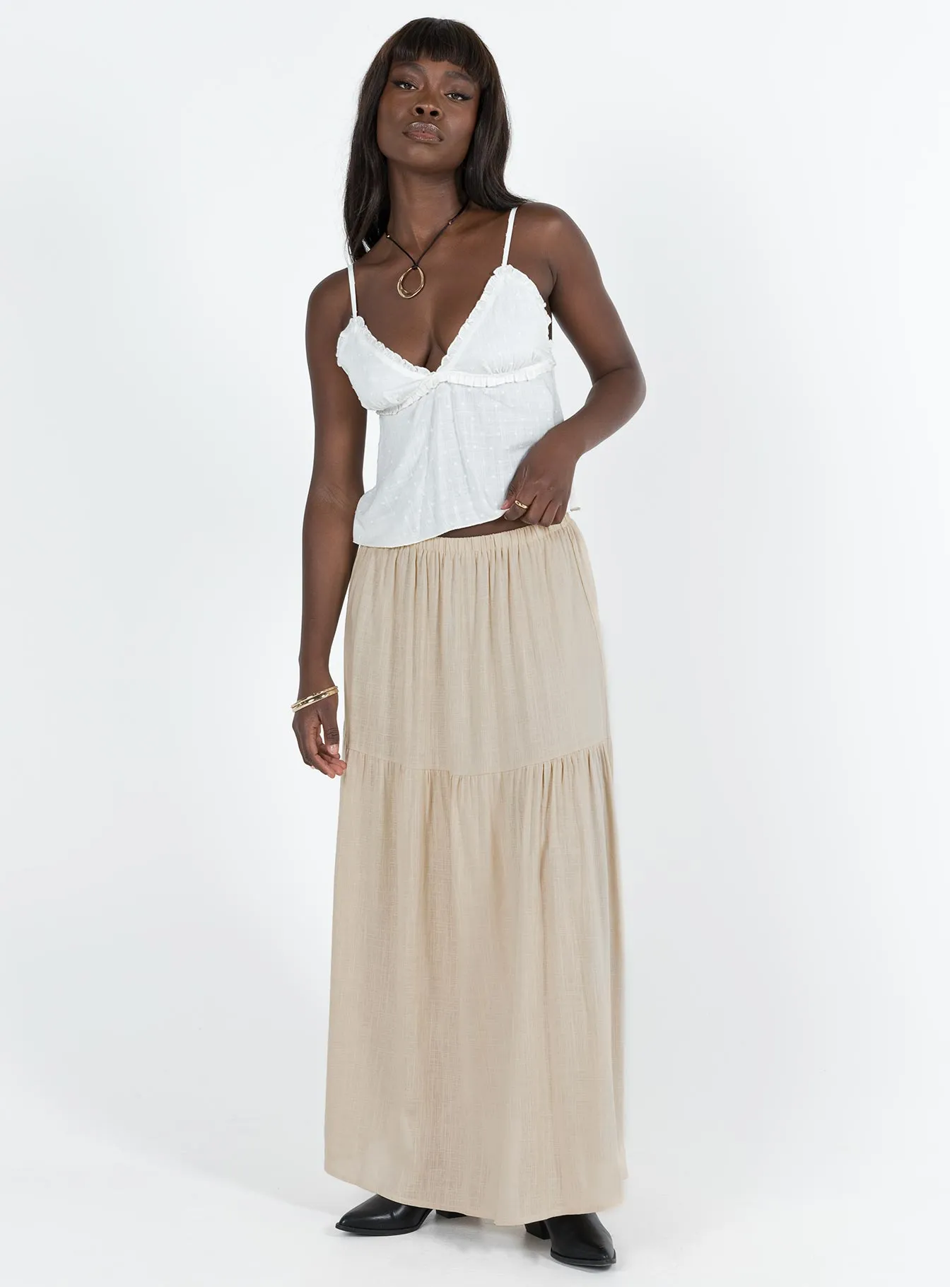 Hold Me Close Maxi Skirt Beige