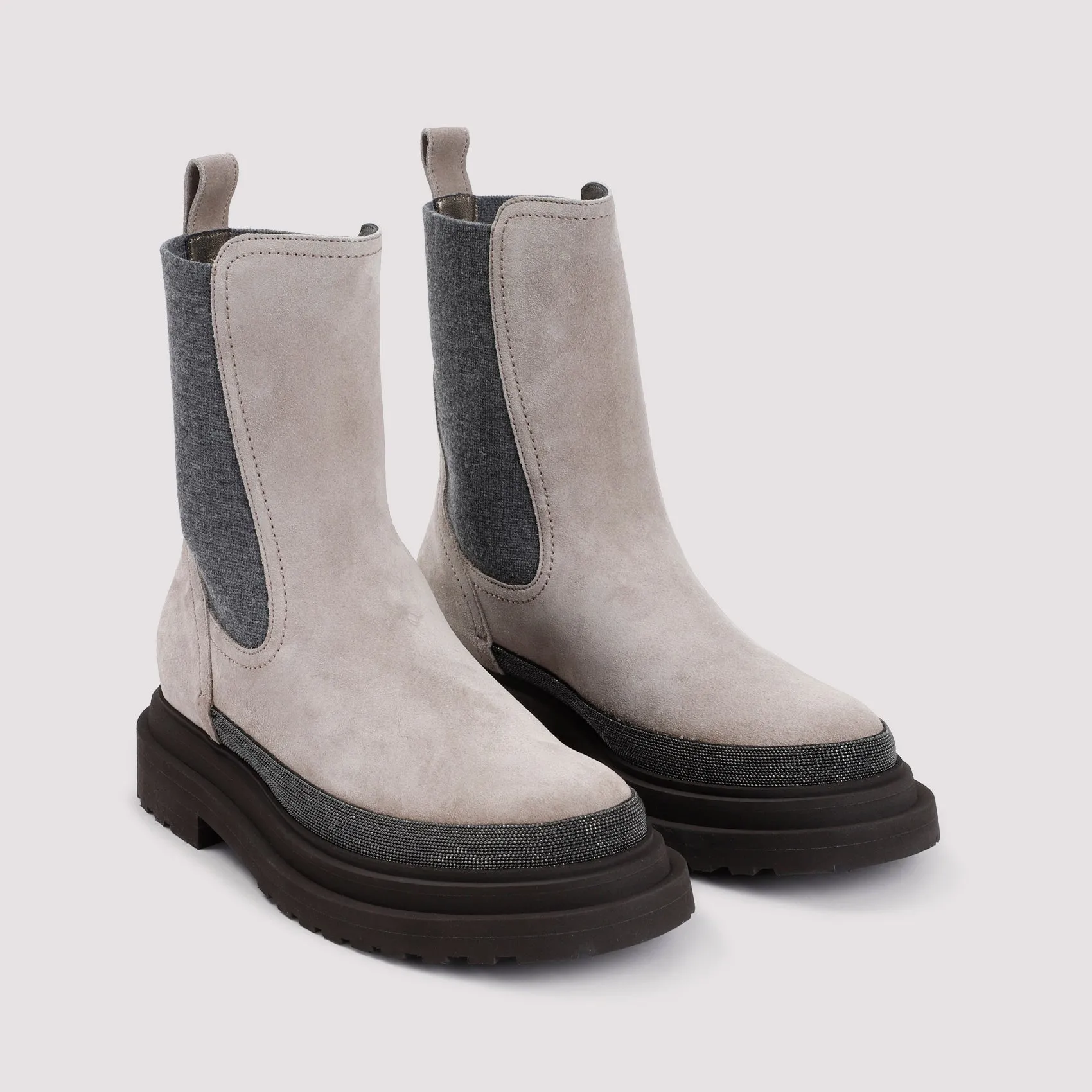 Ice Grey Suede Leather Boots