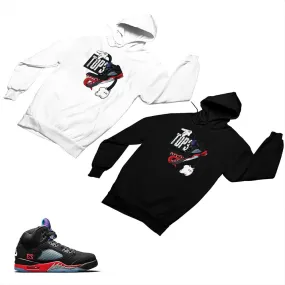 Jordan 5 Top 3 Black Matching Custom Designed Hoodies JD 5-2-7-16