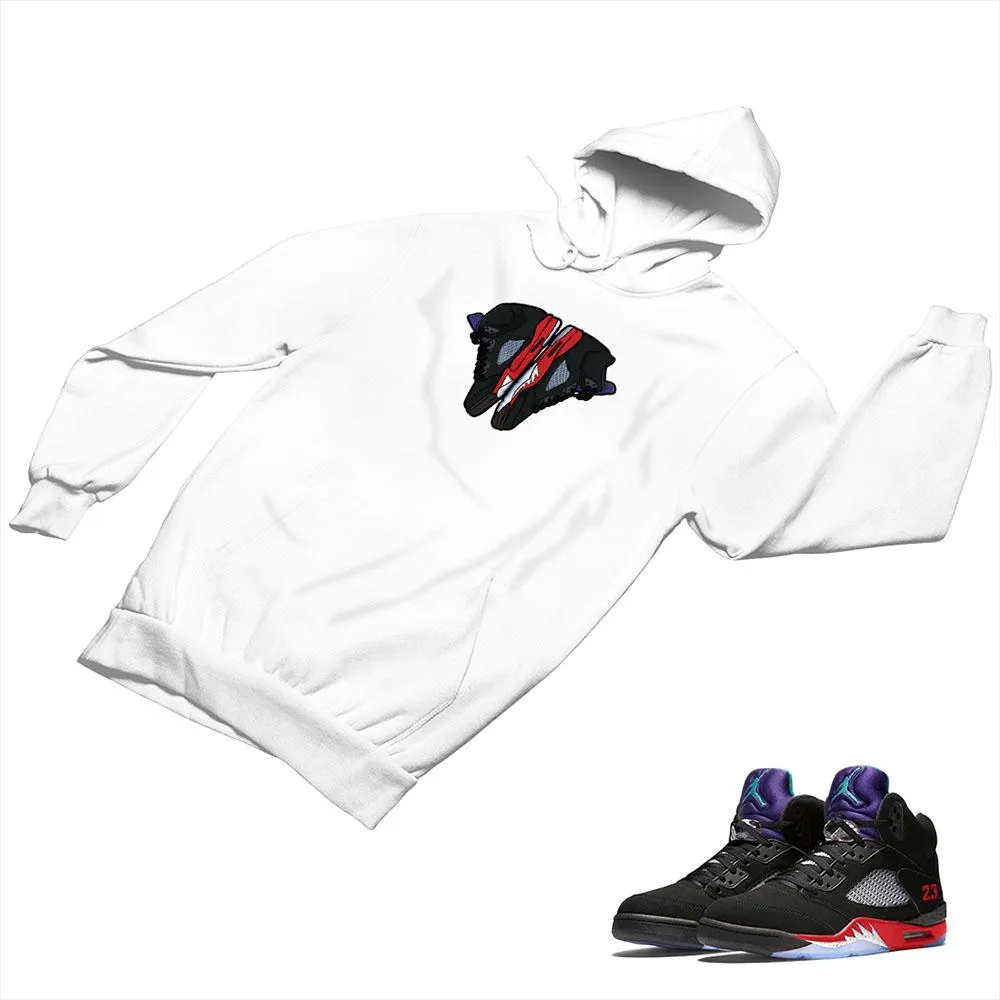 Jordan 5 Top 3 Black Matching Custom Designed Hoodies JD 5-2-7-3