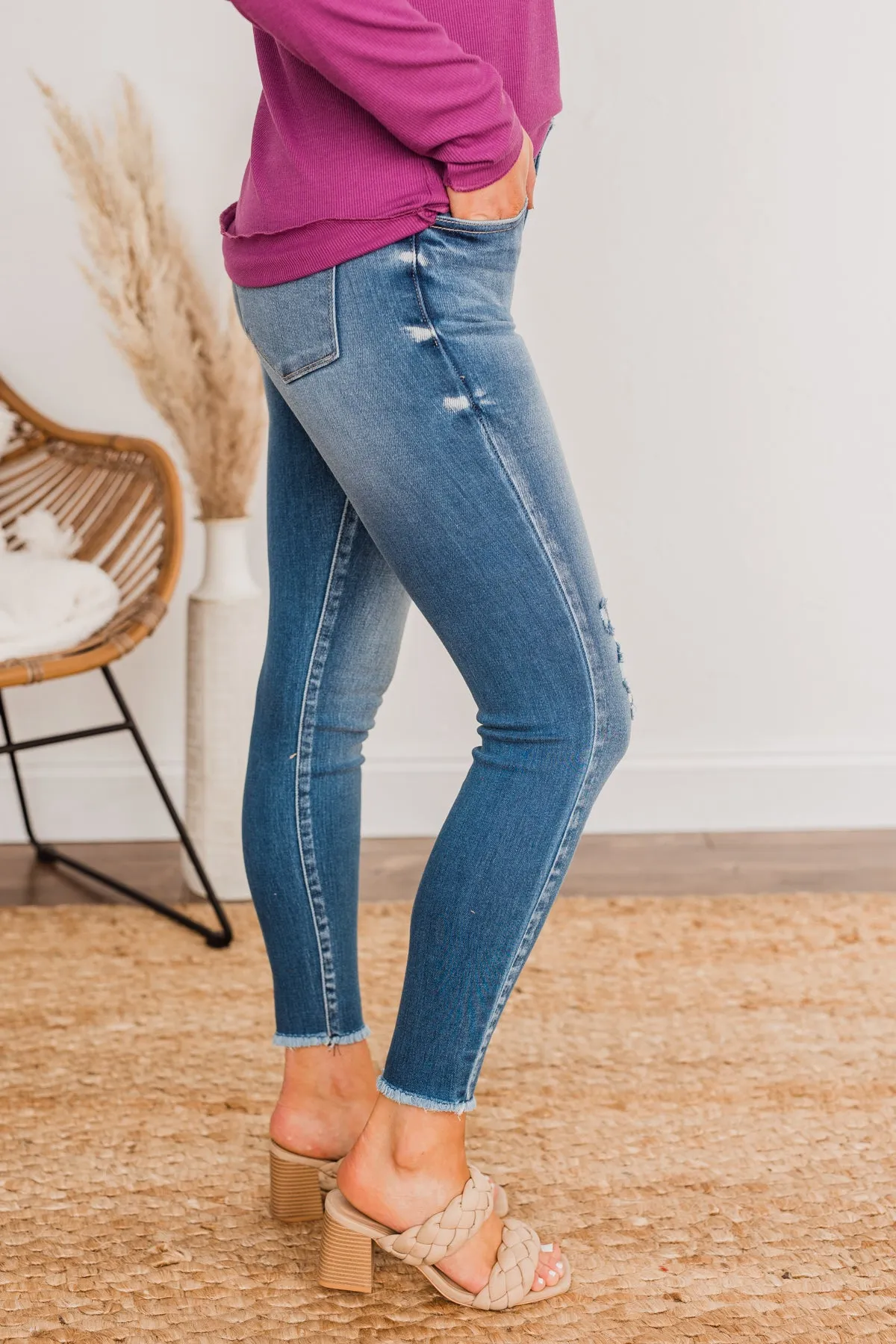 KanCan Raw Hem Skinny Jeans- Natalia Wash